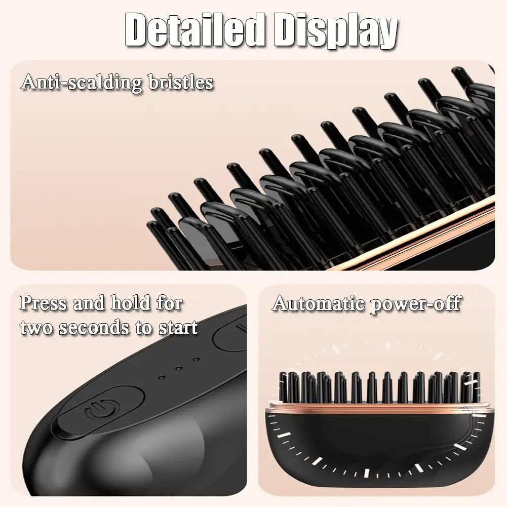 GLAM COMB Mini Hair Straightener - Portable 3-Speed Control