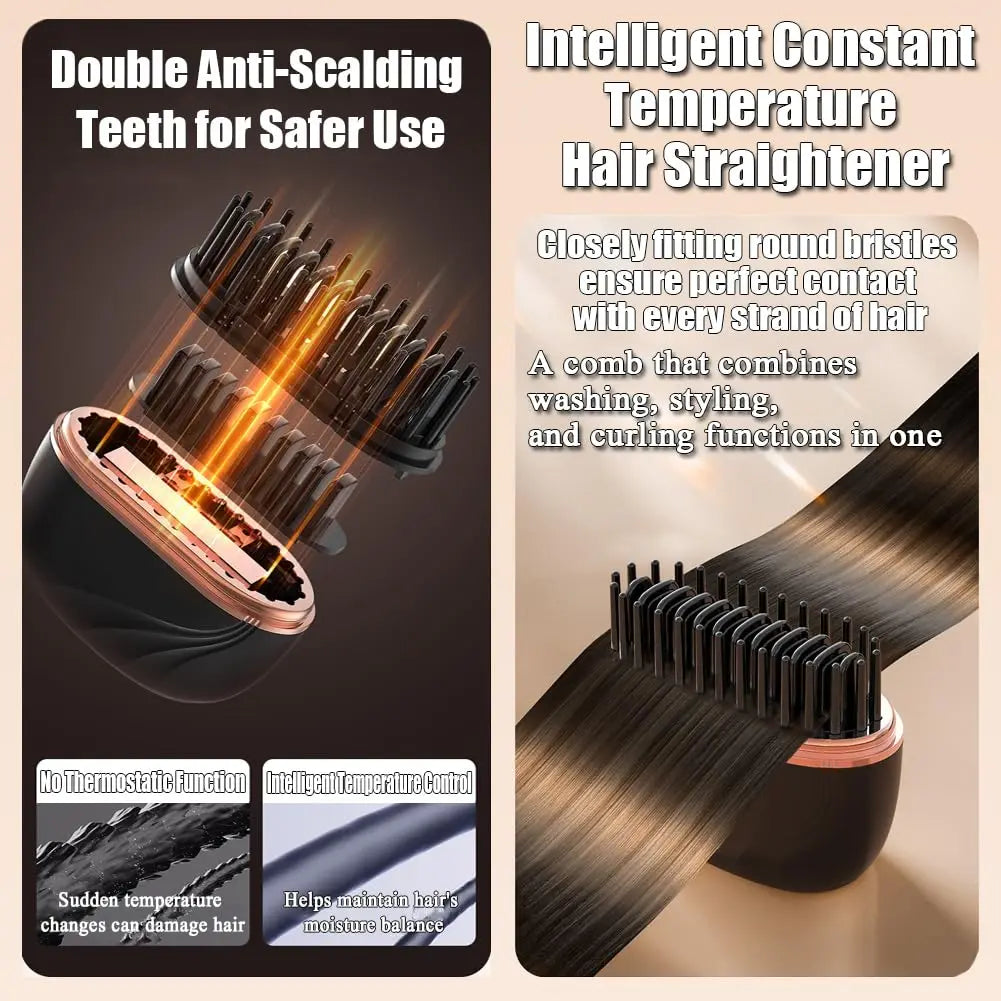 GLAM COMB Mini Hair Straightener - Portable 3-Speed Control