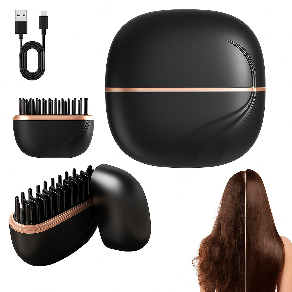 GLAM COMB Mini Hair Straightener - Portable 3-Speed Control